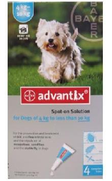 Bayer Advantix Spot-On 1,0ml  - kompleksowa ochrona przeciw insektom dla psów 4-10kg